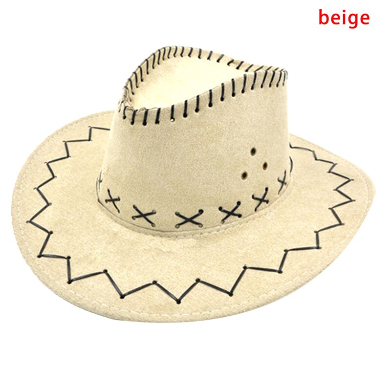 1pc Unisex Adult West Cowboy Solid Casual Hat Grassland Sunshade Cap Women Summer Beach Travel Hat Mongolian Hat: Beige