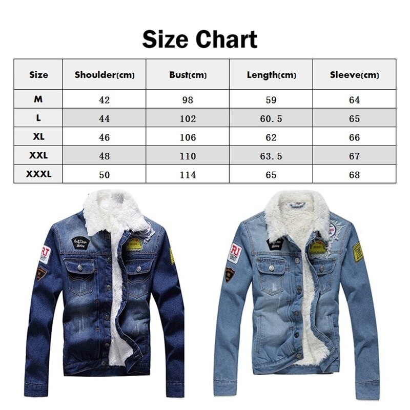 Men Jacket and Coat Trendy Warm Fleece Denim Jacket Winter Jean Jacket Thick Winter Coat For Male Classic Solid Outerwear