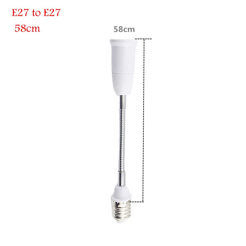 Base de bombilla LED E27 a E27, convertidor de soporte de lámpara de extensión Flexible, enchufe europeo y estadounidense de 18cm/28cm/38cm/48cm/58cm: 58cm