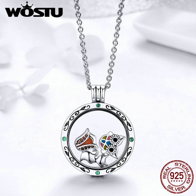 WOSTU Style 925 Sterling Silver Licorne, Owl, Cat, Tree Of Life Petites Charm Fit Original Floating Necklace DIY Jewelry