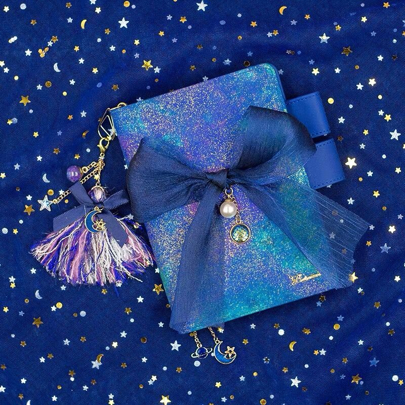 Date A5 A6 belle Kawaii étoile bleue Bling Bling carnet Agenda Journal planificateur Journal hebdomadaire Plan manuel papeterie