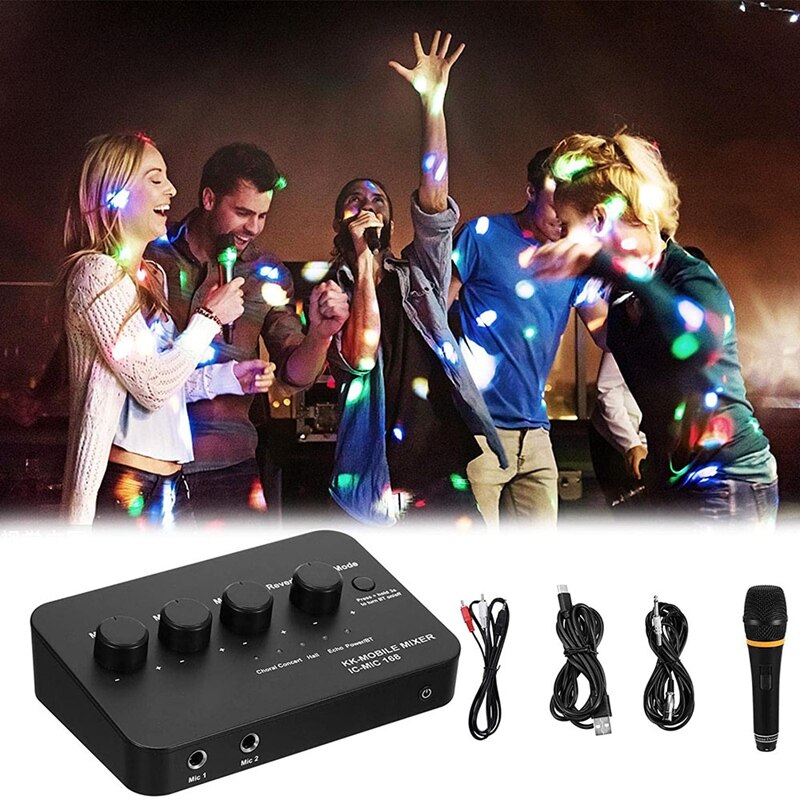 Karaoke Microphone Mixer,Portable Singing Recorder With UHF Wireless Mic,For PC,DVD Player,For Conference,KTV,Party,Etc