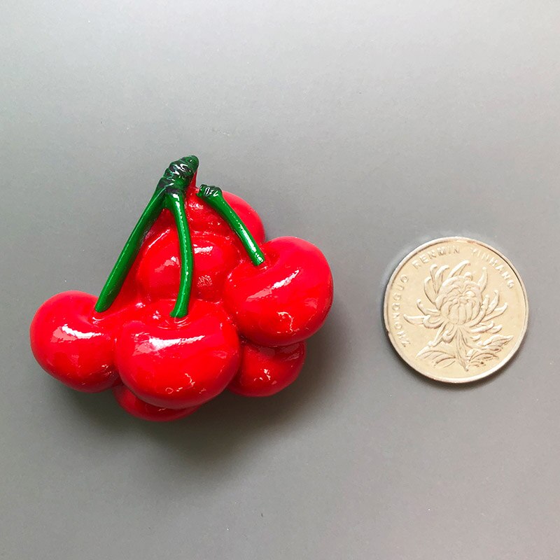 3D fresh fruit refrigerator magnetic stickers magnetic food room decoration Pineapple lemon cherry fridge magnets: Cherry