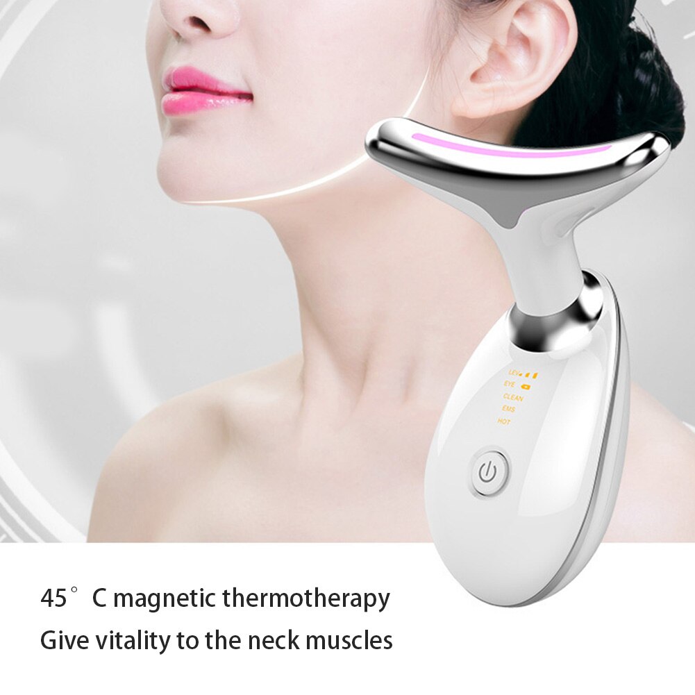 Appareil de beauté pour le cou et le visage, dispositif de raffermissement de la peau, appareil de suppression des rides du cou, thérapie photonique Led, Rechargeable par USB
