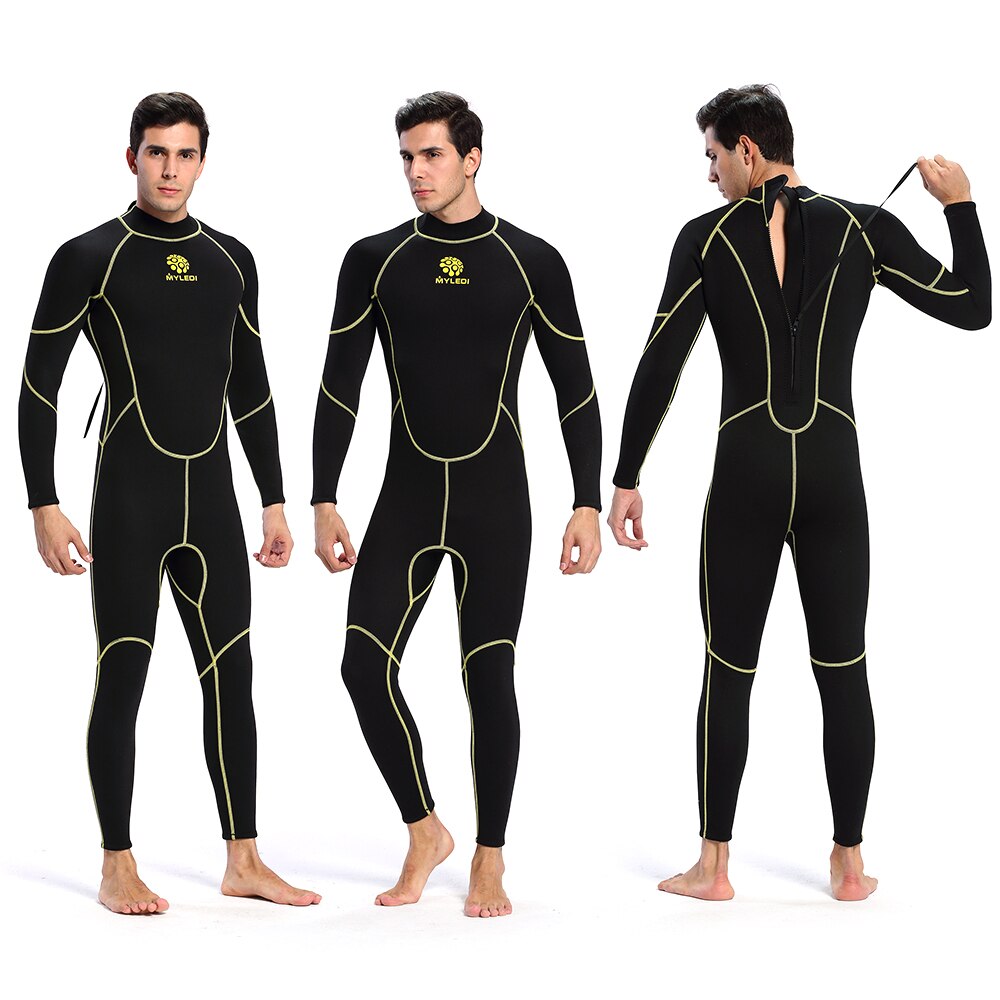 Men's 3mm Back Zip Scuba Diving Wetsuit One-Piece Diving Suit Swimming Surfing UV Protection Snorkeling Spearfishing Wetsuit