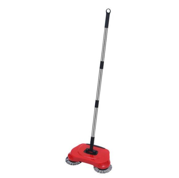 Sweeping Machine Magic Carpet Sweeper Push Type Spin Broom Mopping Machine Handle Household Cleaning Hand Push Sweeper: Red