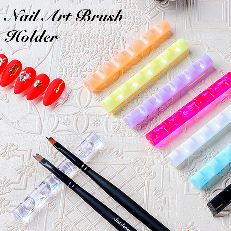 1 st nagelkonstborstehållare stativ med 5 rutnät nagelmålningspennhållare manikyrpennhållare stativ hylla akryldisplay manikyrverktyg