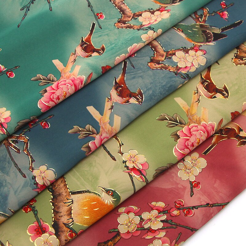Blomst træ fugl delikat høj kvalitet behagelig blød efterligning silke imitation sky garn klud tøj diy stof kunst stoffer