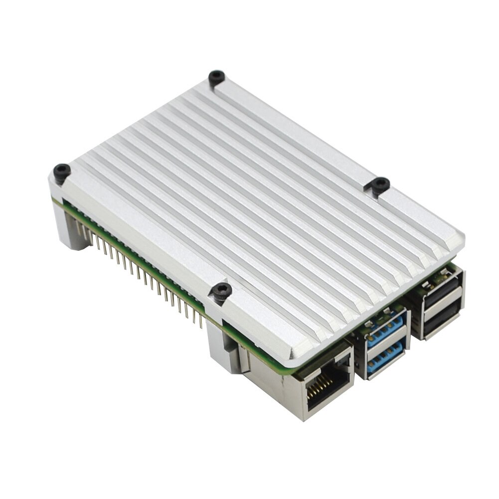 Capa de resfriamento fácil instalar liga de alumínio acessórios gabinete escudo ferramenta durável caso protetor sinal para raspberry pi 4b: Silver Without Fan