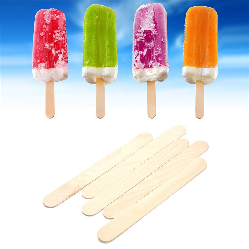 50Pcs Wood DIY Popsicle Sticks Tools for Ice Cream Lolly Stick Natural Wooden Ice Cream Sticks Kids Hand Craft Making Ice Cream
