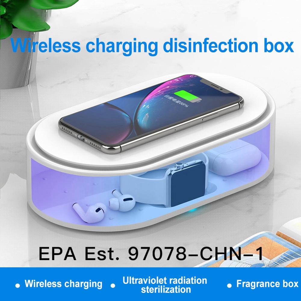Ultrasone Uv Cell Phone Sanitizer Draadloze Oplader Multi Functie Desinfectie Doos Snelle Oplader Voor Smart Telefoon Steriliseren Doos