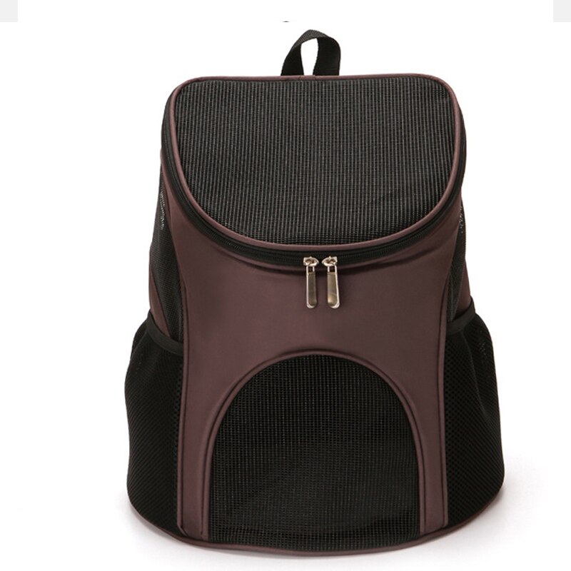 Foldable Pet Bag Carrier Backpack Dog Cat Outdoor Travel Carrier Packbag Portable Zipper Mesh Pet Out Bag Cat Backpack: brown / L 34X30X40CM