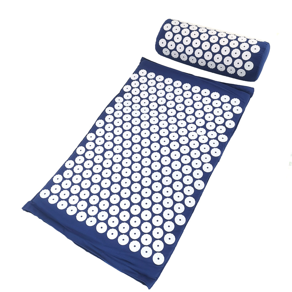 Massager Kussen Massage Yoga Mat Acupressuur Pijn verlichten Stress Rugpijn Spike Mat Acupunctuur Mat en Kussenset: Geel Groen