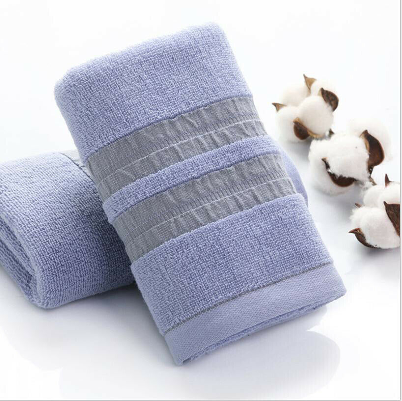 Brand Pure 100% Cotton Home Soft Absorbent Comfort Hand Face Sheet Bath Towels Comfort Striped Towels: Blue