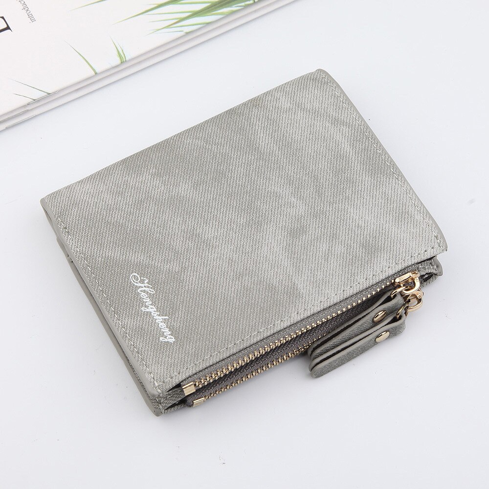 Dames portemonnee met retro canvas patroon, multifunctionele kaarthouder, twee vouwsluitingen, dubbele rits, mini portemonnee