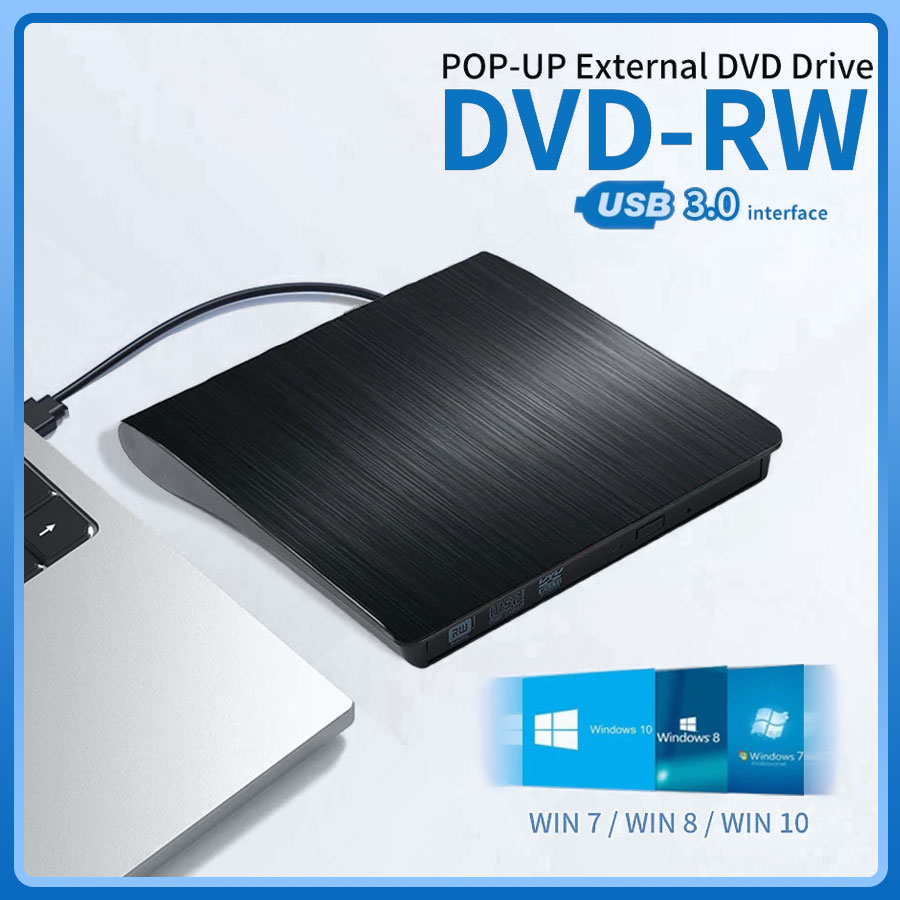 External CD DVD Drive USB 3.0 CD Burner Portable CD +/-RW Drive DVD Player ROM Rewriter Burner For Mac Desktop PC Laptop Windows