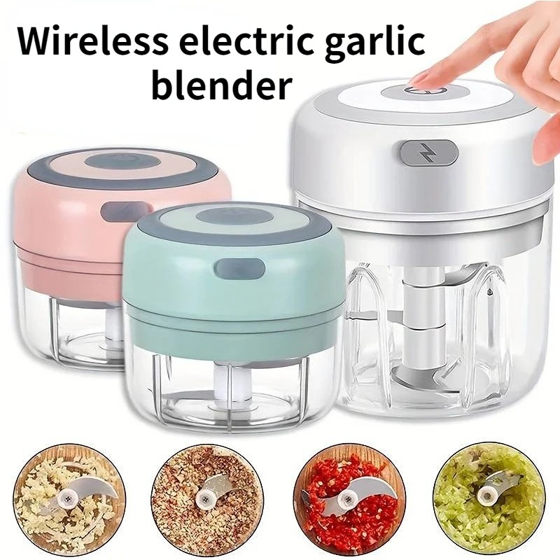 100ml/250ml elektriska köttköttkvarn vitlökshackare roterande vitlökspress kross grönsaks- och lökskärare kökstillbehör