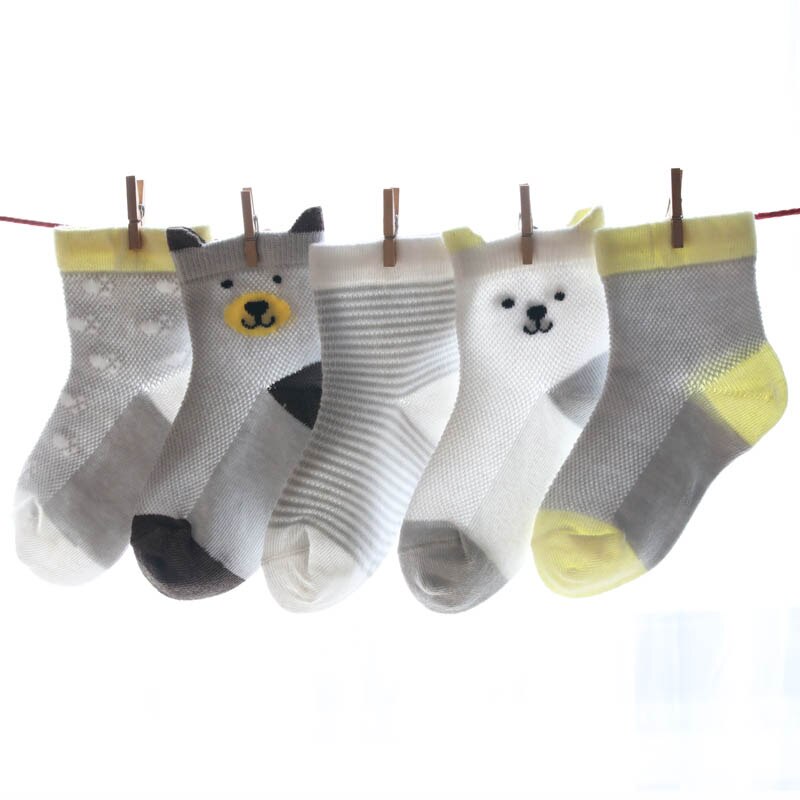 5 Paar/set Baby Meisje Jongen Mesh Anti-Slip Kinderen Cartoon Sokken Katoenen Sokken Beenwarmers Zomer: H / 24M