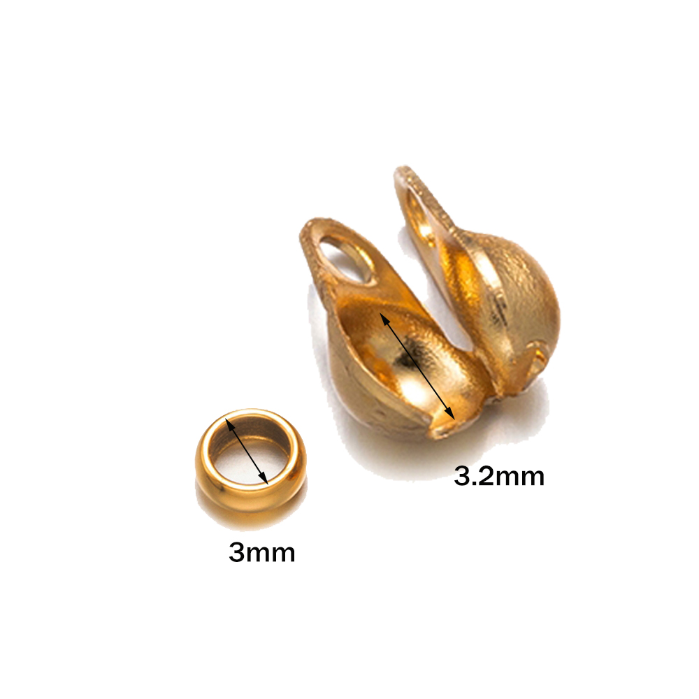50 Uds. De puntas de cuentas de engarce de acero inoxidable, cubiertas de nudos, puntas de cuentas plegables con 50 Uds. De tapas finales para fabricación de joyería artesanal DIY: Rosa