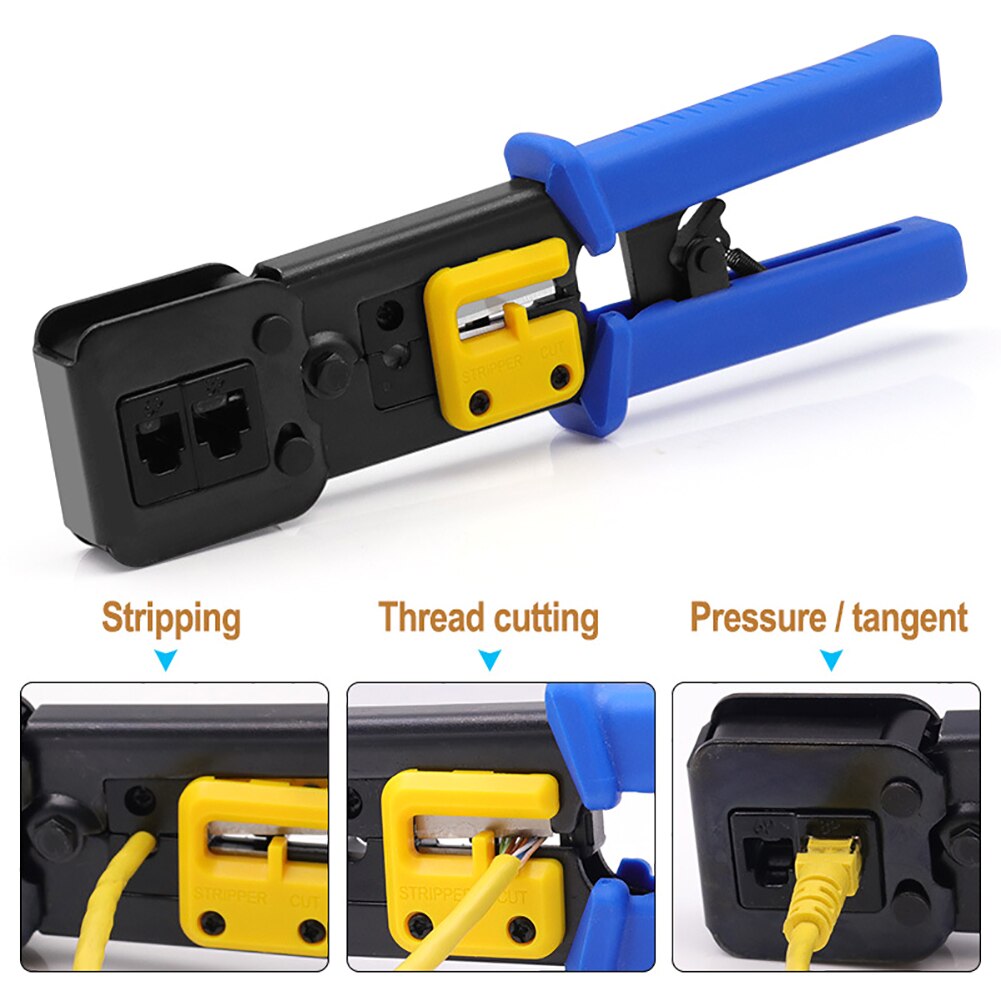 RJ11 RJ45 Crimping Tool Ethernet Network LAN Cable Crimper Cutter Stripper Plier Modular 8P RJ45 and 6P RJ12 RJ11