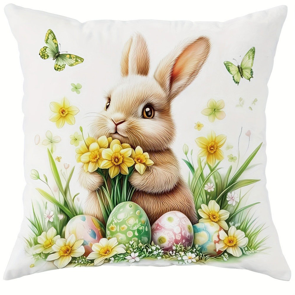 Patrón de Pascua decoración del hogar funda de almohada dormitorio sala de estar sofá decoración funda de cojín de poliéster con cremallera: S / Verde menta
