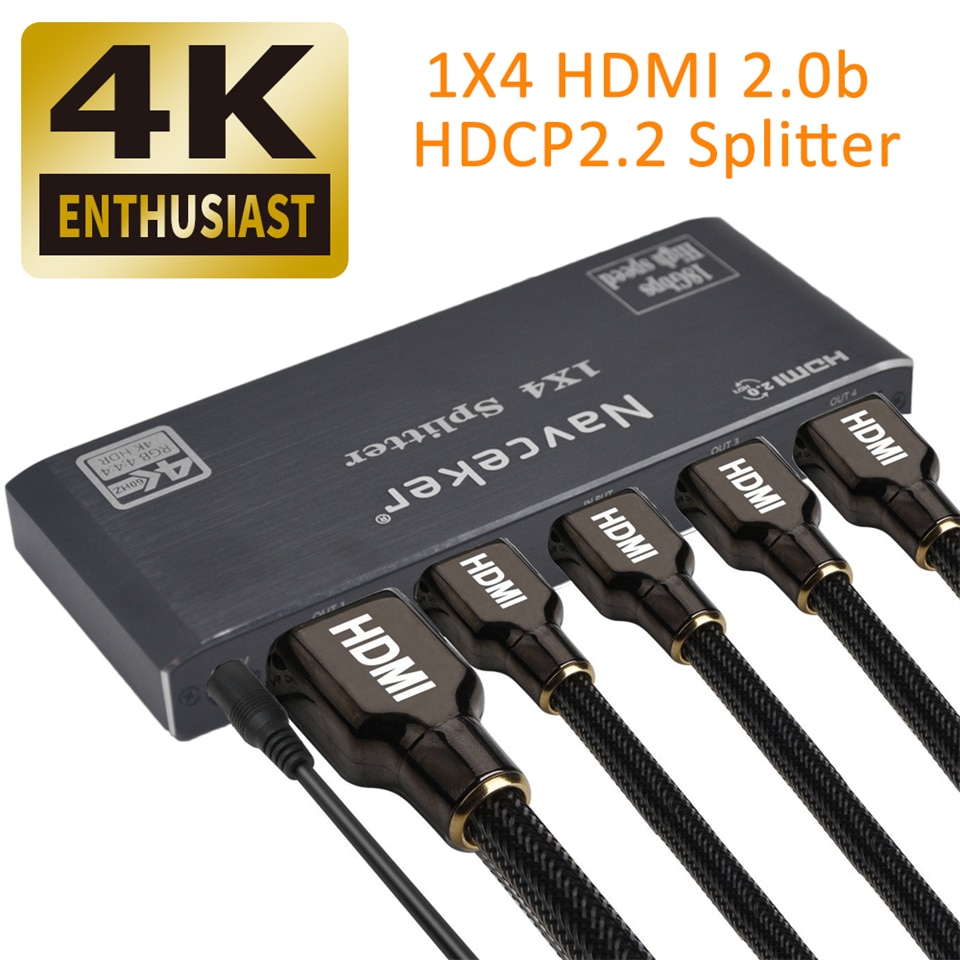 4K 60Hz HDMI Splitter 1x2 1x4 HDMI 2.0 Splitter 4K HDMI Splitter HDCP 2.2 4 Port HDMI Splitter Switcher voor PS4 Apple TV