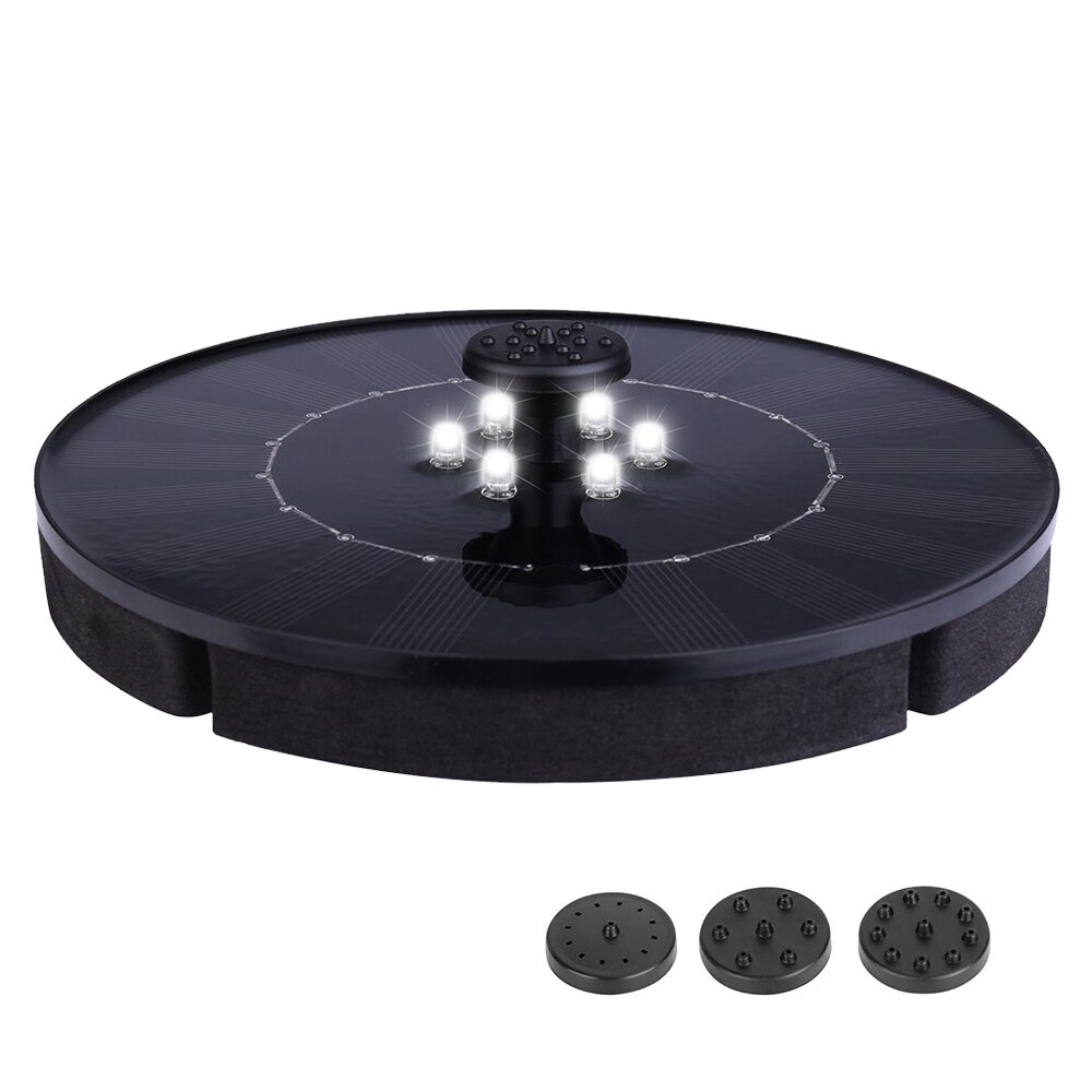 Solor Powered Fontein Met Led-verlichting Drijvende Solar Fontein Tuin Fontein Zwembad Vijver Decor Tuin Zwembad Decoratie: white light