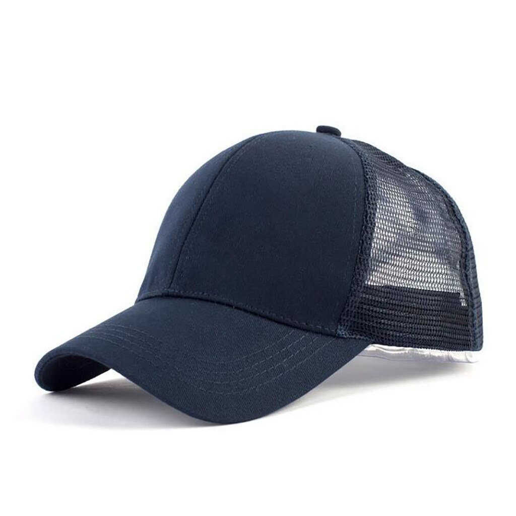Solid Ponytail Baseball Cap Women Snapback Dad Hat Mesh Trucker Caps Messy Bun Summer Hat Female Adjustable Hip Hop Hats