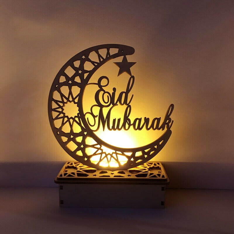 Diy Houten Eid Mubarak Ramadan Ornament Moslim Islamitische Thuis Party Decor: Moon EID