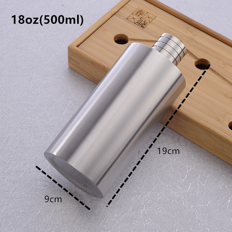 18oz/36oz Double Stainless Steel 304 Hip Flask Large Capacity Whiskey Wine Flagon Bottle Travel Drinkware: 18oz