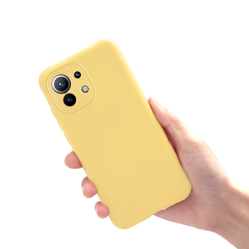 Voor Xiaomi Mi 11 Lite 5G Case Voor Xiaomi Mi 11 Lite 4G Cover Fundas Originele Vloeibare Siliconen bumper Voor Mi 11 Lite Global Schelpen: Yellow