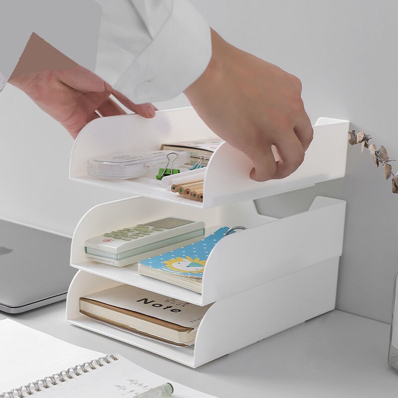 2PCS-A4 A5 Desktop File Tray Organizer Document Organizer Rack Plastic Book Shelf Storage Holder Office Stationery Storage Box