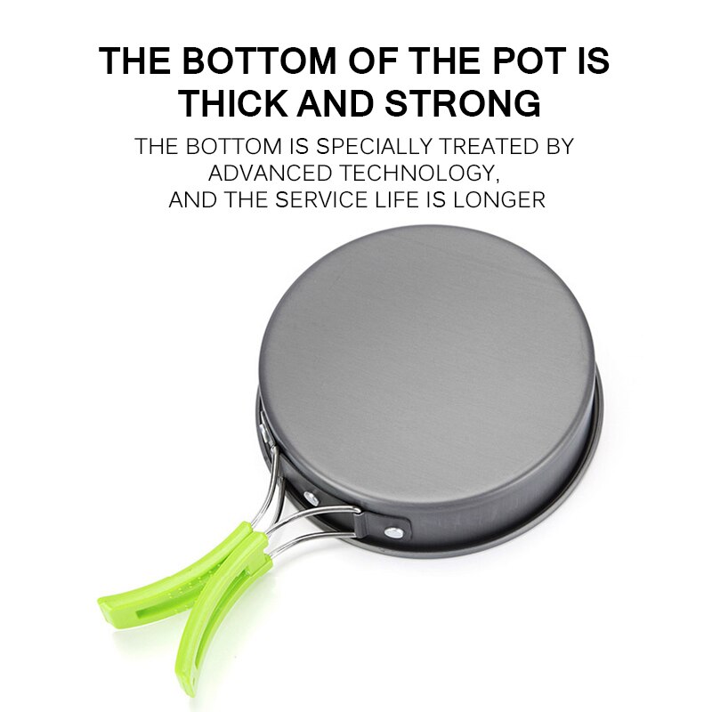 1 impostato di Campeggio Esterna Combinazione Pentola picnic Pentolame e Utensili per cucinare Portatile di Alta Qualità anti-Graffio di Cottura di Campeggio di picnic ciotola padella pentola kit