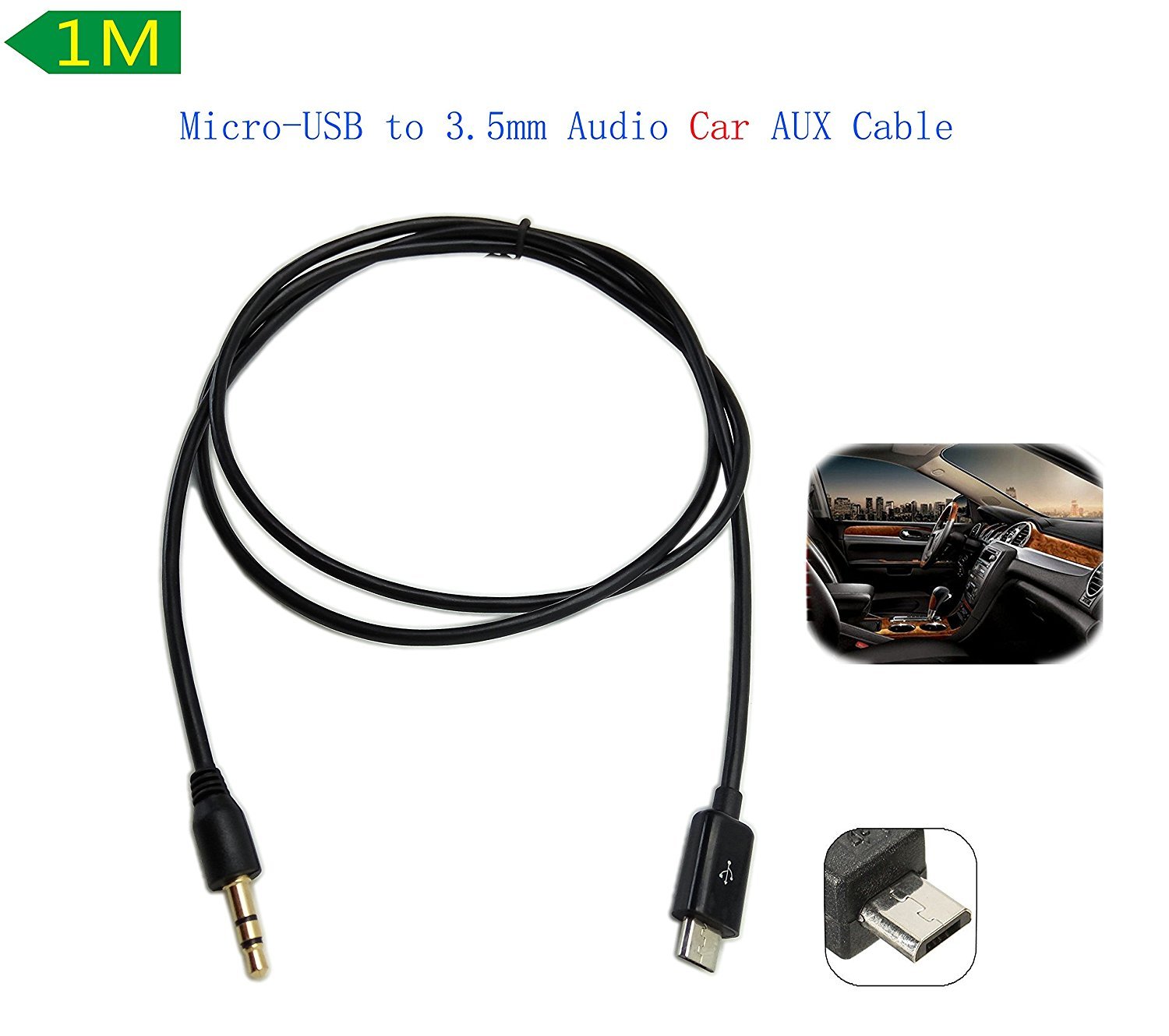 Audio Output Kabel, micro-Usb Naar 1/8 Stereo 3.5Mm Audio Auto Aux Kabel Voor Samsung Galaxy S3 I9300 S2 I9100 I9220 3ft Zwart