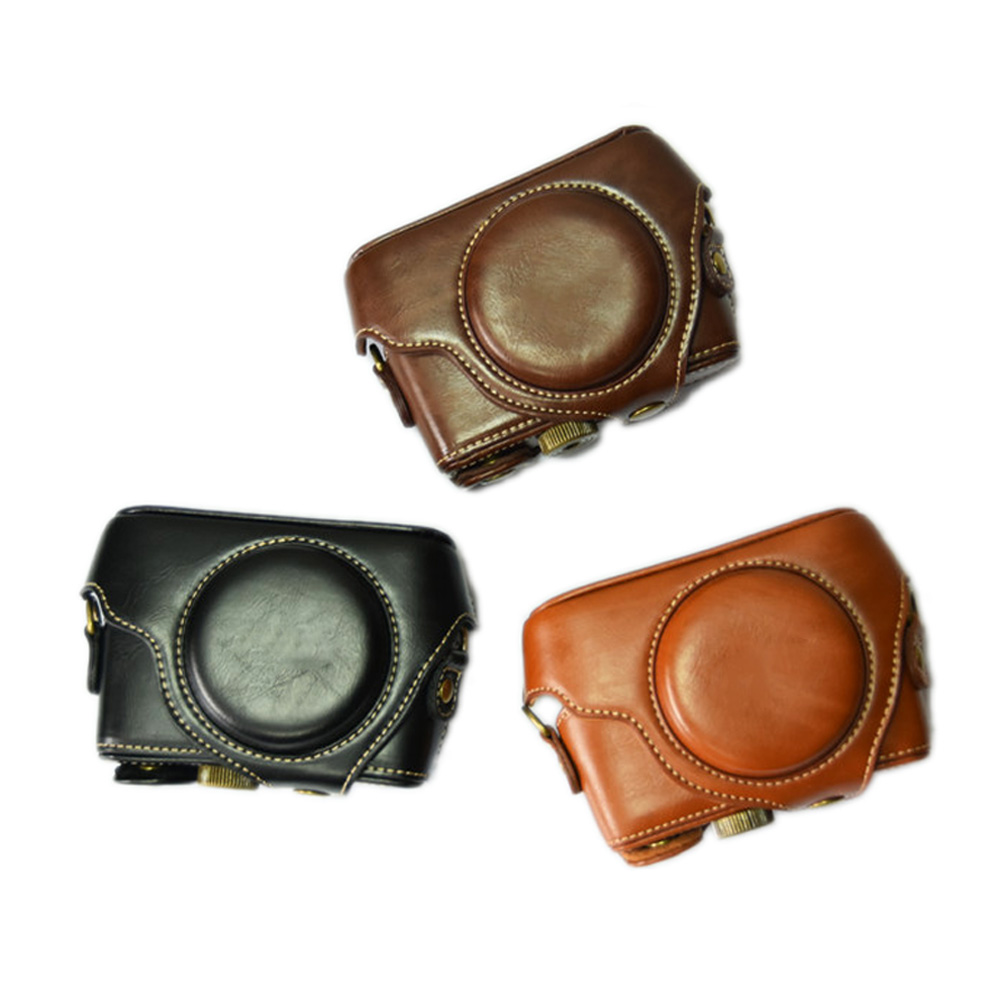 Pu Leather Case Cover Voor Sony RX100 RX100II RX100 M3 RX100III M4 M5 M6 Met Schroef Buttom Case Strap Schouder tas