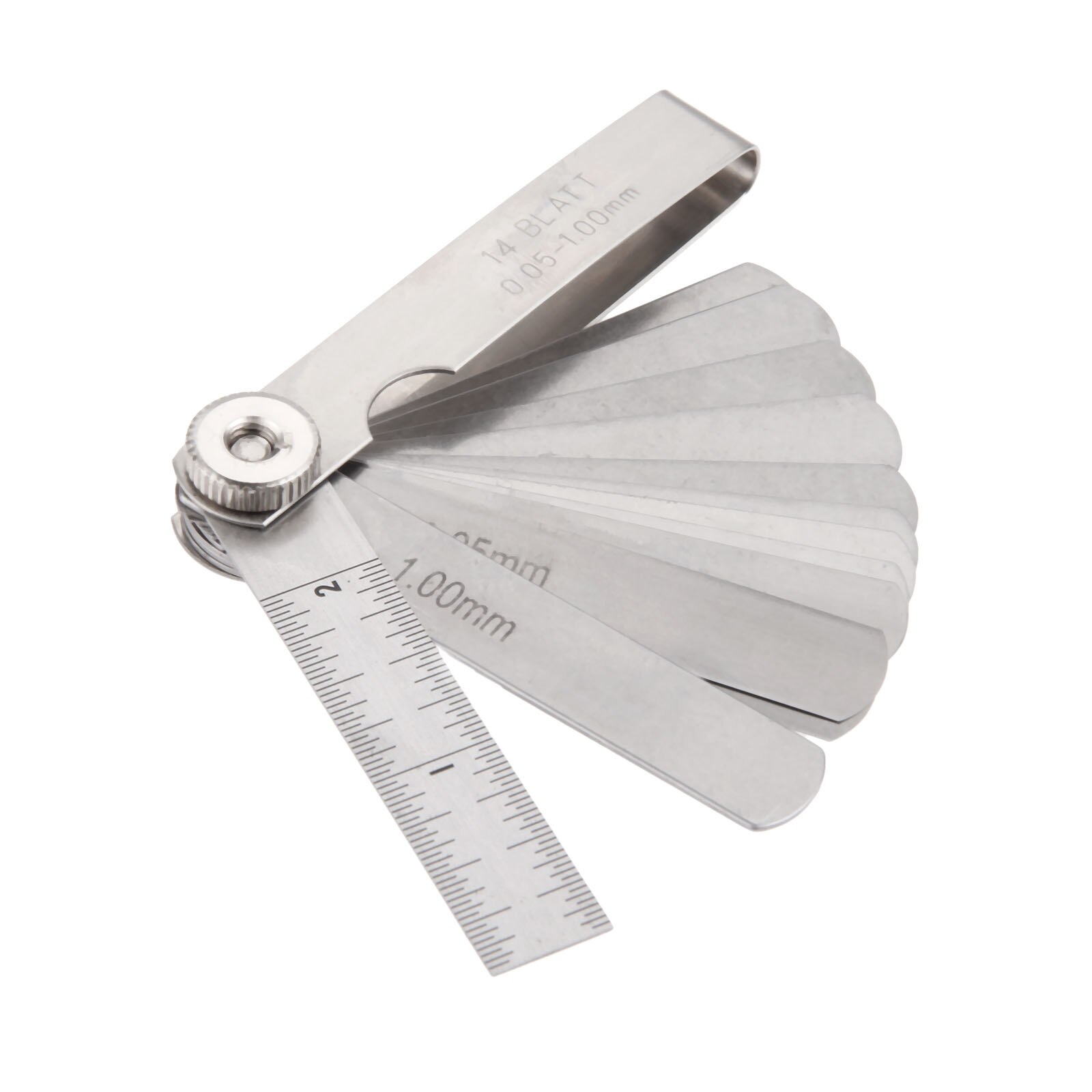 Dreld 1Pc 14 Blade 0.05-1Mm Dikte Voelermaat Gage Roestvrij Staal Meten Gereedschap Metric Gap Filler gage Voor Meting