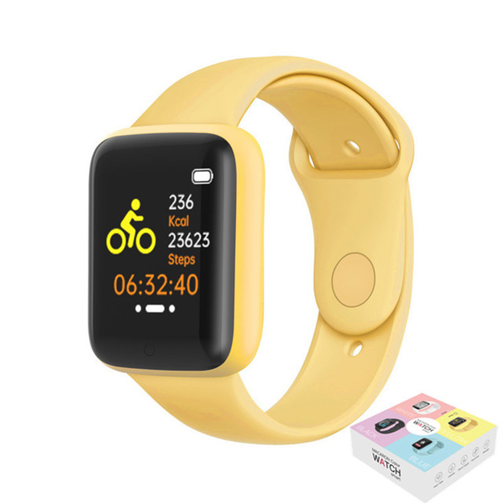 Y68 pro smartwatch bluetooth fitness-tracker sport herzfrequenzmesser blutdruck wasserdicht damen farbarmband für android ios: Gelb