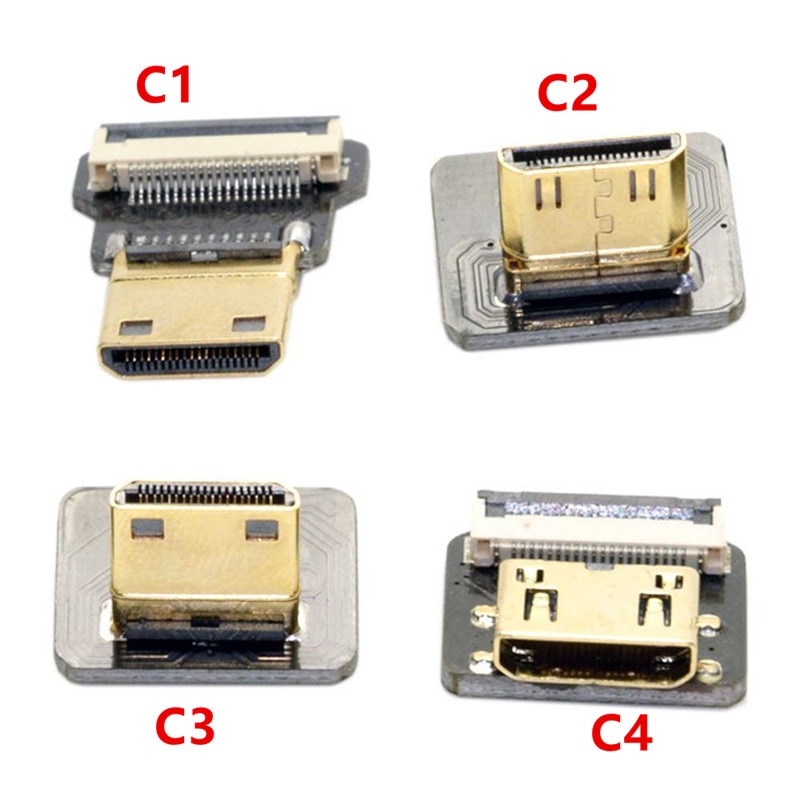 Fpv micro hdmi mini hdmi 90 graders adapter 5cm-100cm fpc bånd flat hdmi kabel pitch 20 pins pluggkontakt