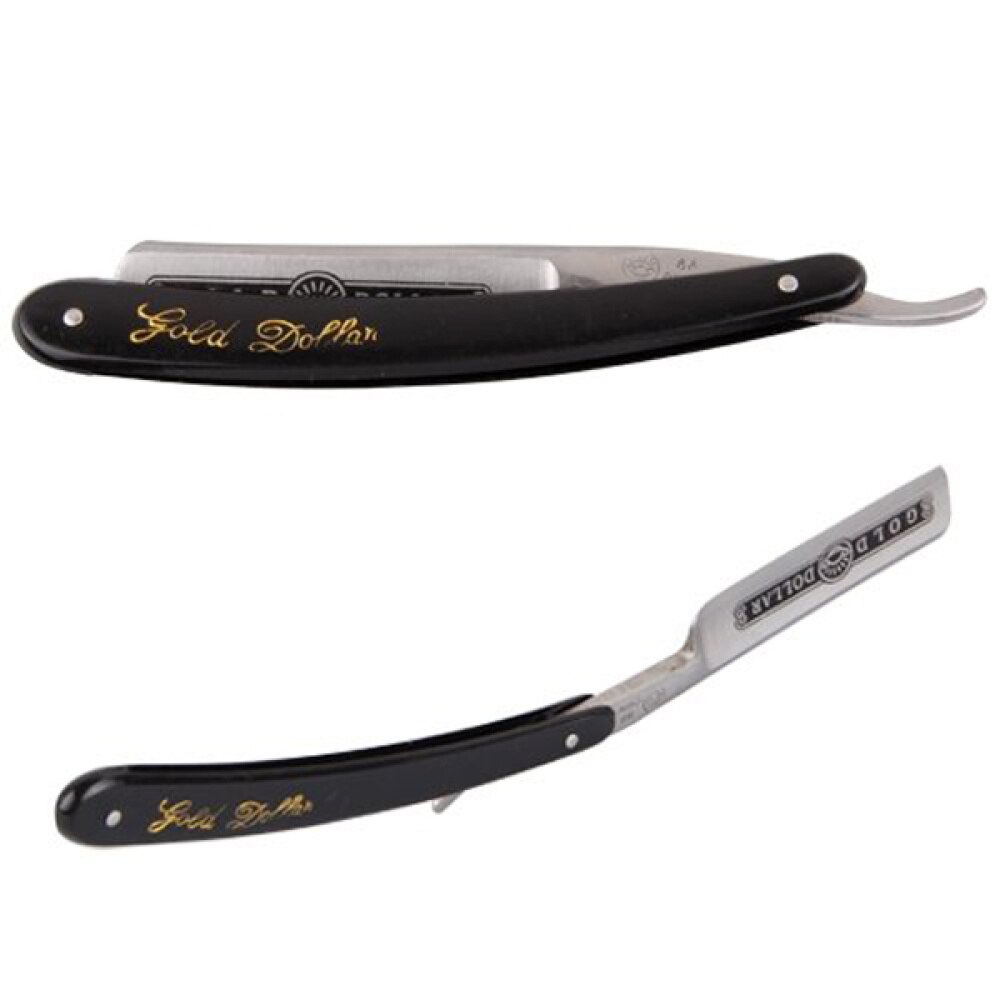 Mannen Scheerapparaat Straight Edge Razor Gold Dollar 66 Klassieke Stalen Rechte Rand Salon Kapper Scheren Scheermes Scheerapparaat