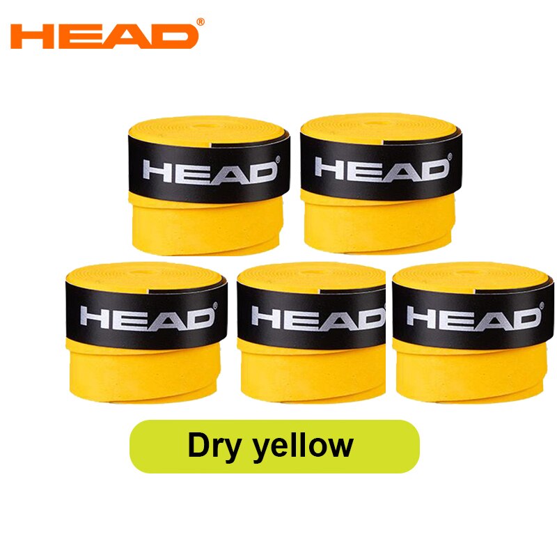 5Pcs Original HEAD Tennis Overgrip PU HEAD Tennis Racket Sweat Band Absorption Grip Badminton Racket Handle Grip Tennis Griptape: dry yellow