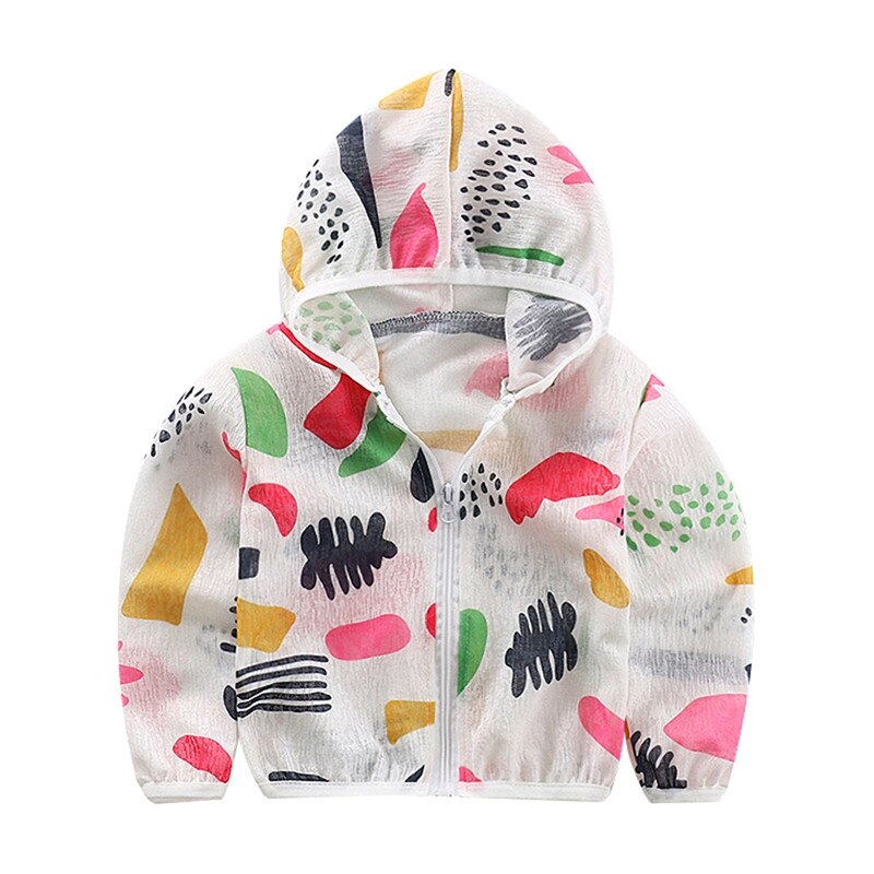 Manteau de Protection solaire pour enfants | Vêtement unisexe, mignon, dessin animé, Protection contre les UV, séchage rapide, veste fine, avec capuche, fermeture éclair: D / 24M