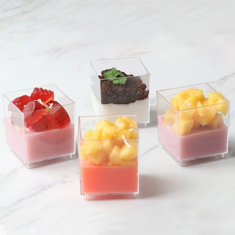 Gobelet à Dessert en plastique transparent, 10 paquets, oz, carré de alimentaire, pour le Dessert, 2.3