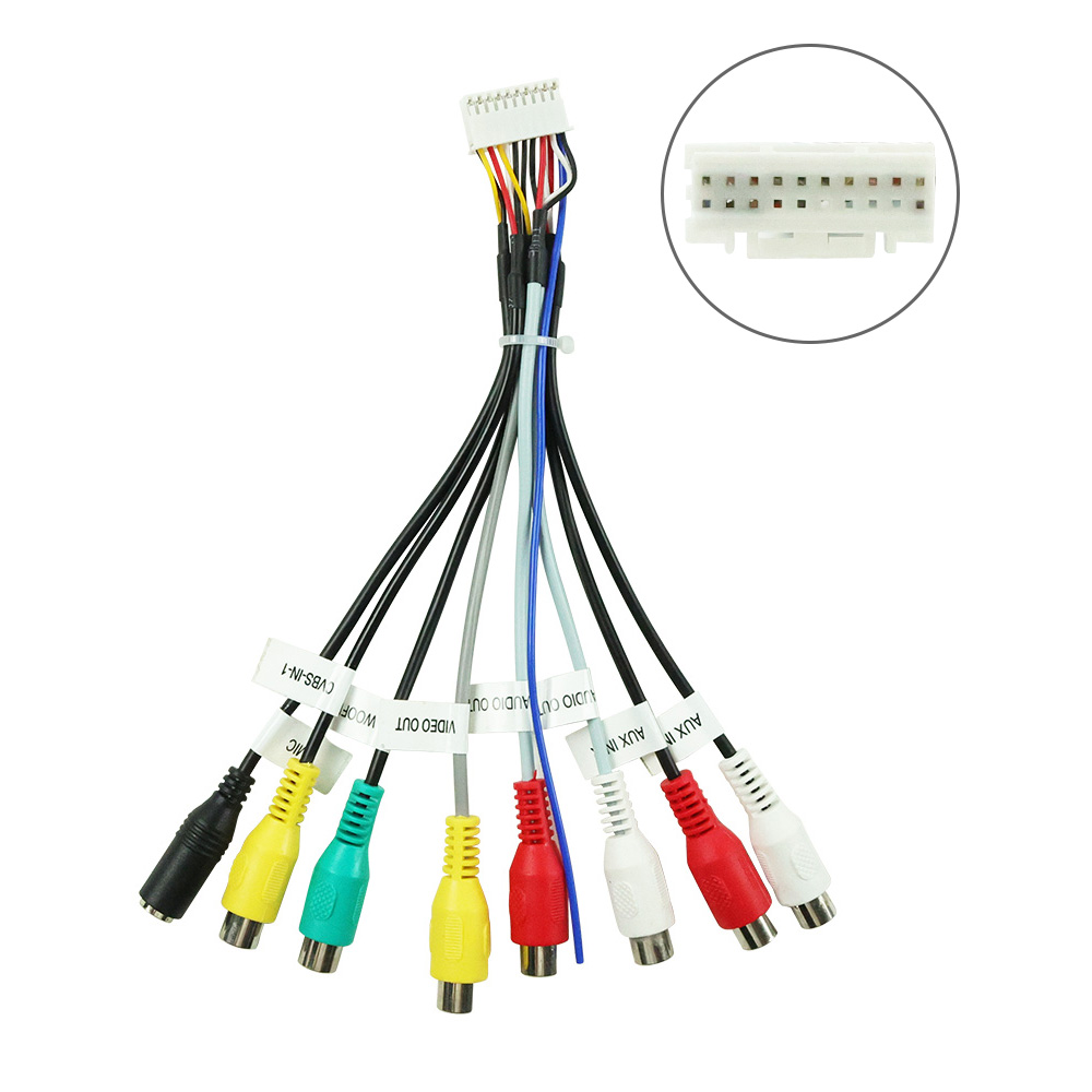 Radio Android estéreo para coche RCA Cable de 20 pines enchufe accesorios para coche salida RCA Universal adaptador auxiliar ventilador de subwoofer ranura para tarjeta SIM 4G: Negro