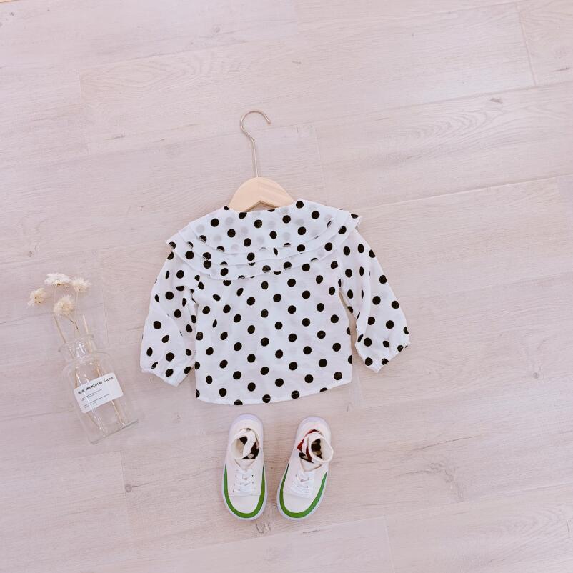 bebé niño de manga larga Dot camisa blanca para la blusa de las muchachas de la escuela camisas niños blusas y Tops ropa de los niños JW7360: 24 meses