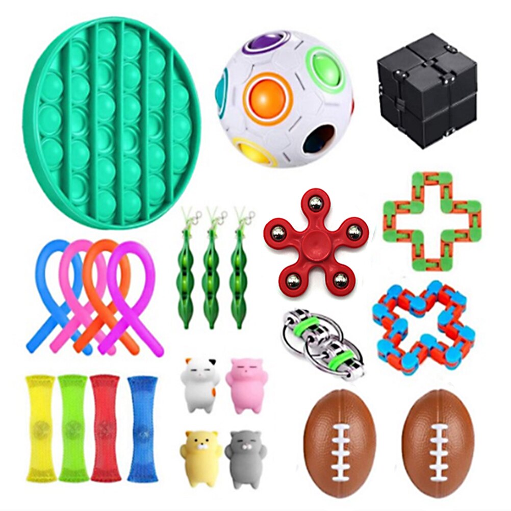 24 Pack Fidget Set di giocattoli sensoriali giocattoli antistress autismo ansia sollievo Stress Pop Bubble Fidget giocattolo sensoriale per bambini adulti: B