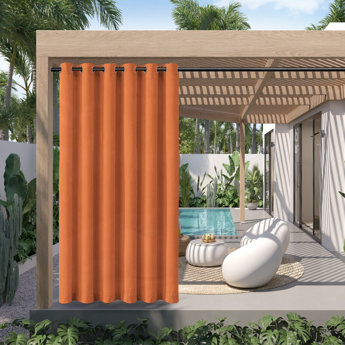 1 szt., wodoodporna zasłona Polyster na zewnątrz, odporna na warunki atmosferyczne kurtyna górna na ganek, pergola, Cabana, dekoracja patio