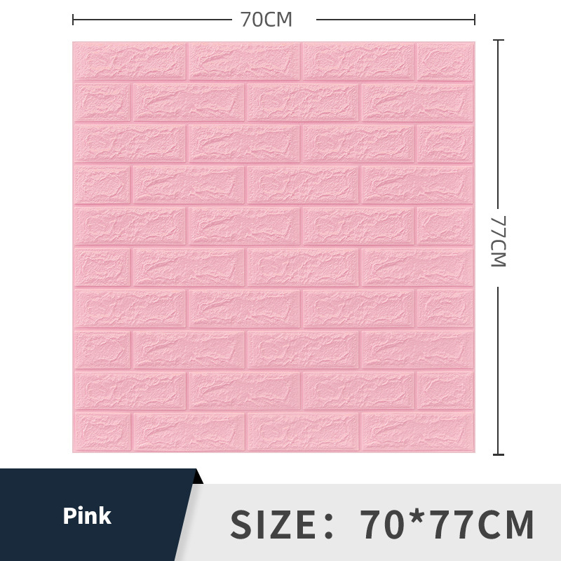 5PCS Self adhesive Waterproof TV Background Brick PVC Wallpapers 3D Wall Sticker Living Room Wallpaper Mural Bedroom Decorative: pink