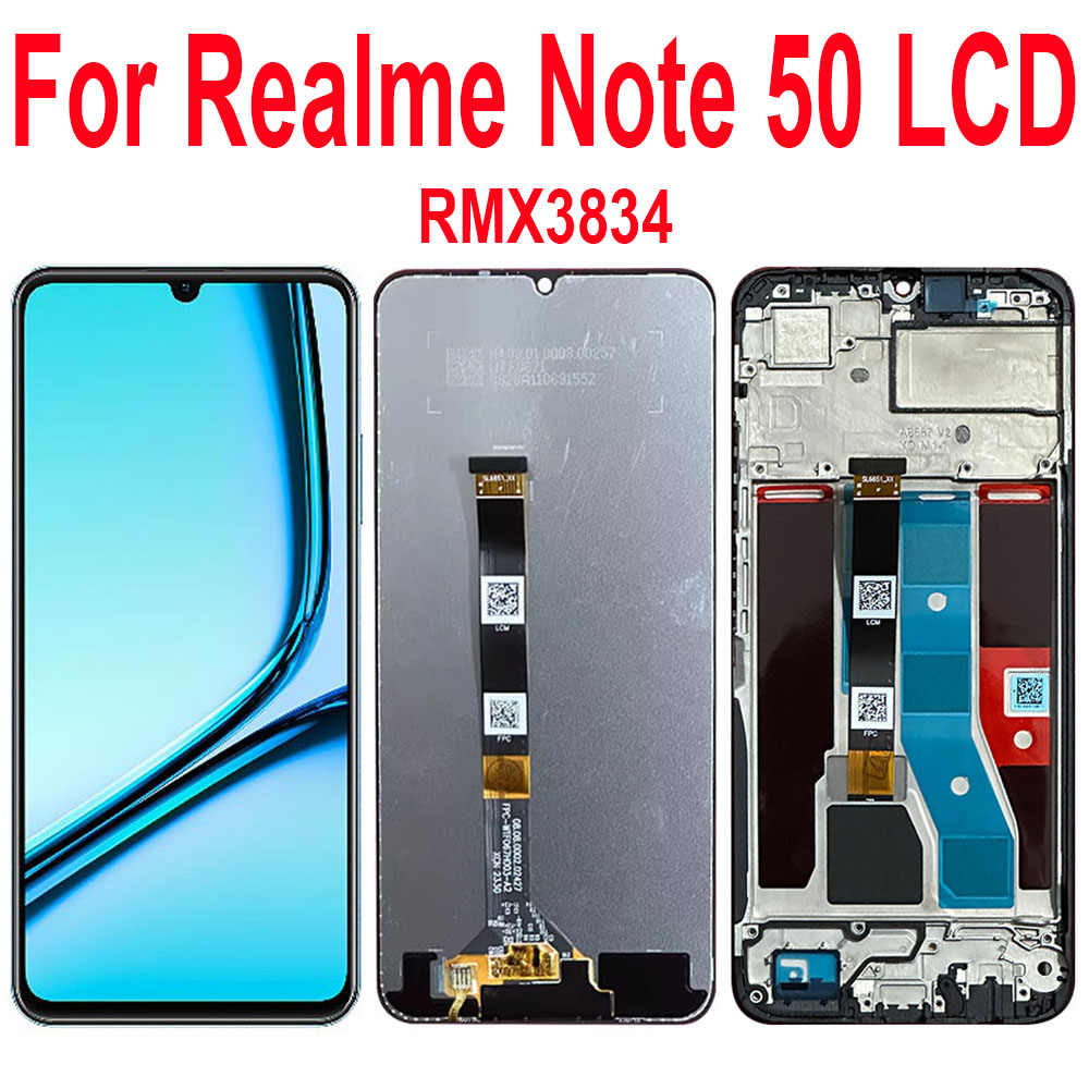 6.74"For Realme Note 50 LCD Display With Fame, Touch Screen Sensor Digital Assembly For Realme Note 50 RMX3834 Replacement