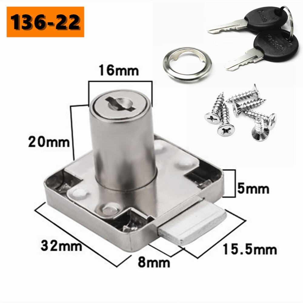 High-grade Desk Drawer Lock Wardrobe Locks Cabinet Locks Furniture Cam with 2 Keys Rolled Steel Mailbox Office Letter Box DIY: 136-22