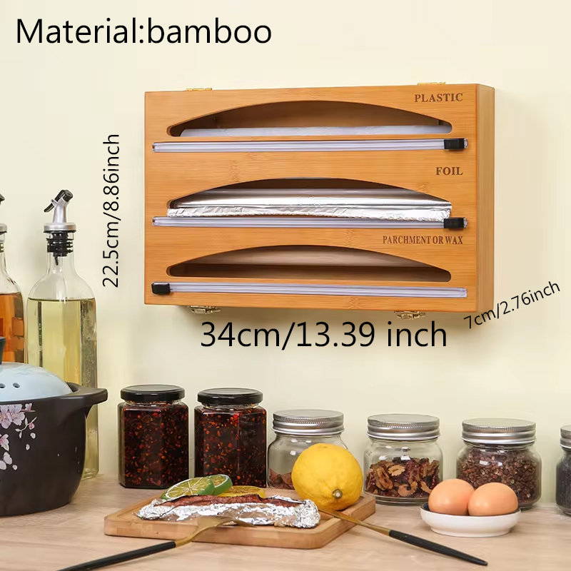 Heißer 3 in 1 Kunststoff wickeln Spender mit Cutter Lebensmittel wickeln Frischhaltefolie Lagerung Organizer Acryl Folie Organizer für Küche Schublade: Freier Raum